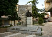 Monument in pedestrian street in Korça