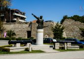 Monument of Mujo Ulqinaku-army officer who fought italian occupiers on April 1039