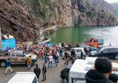 The group at the marina of Lake Koman