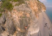 Climbing activity in Gjipe beach