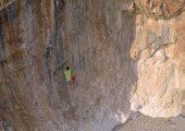 Climbing activity in Gjipe beach